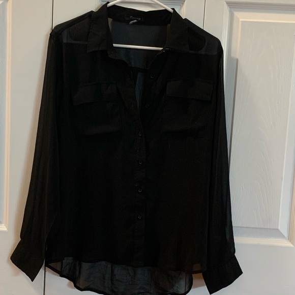 Long Sleeve Sheer Button Down - Picture 2 of 8